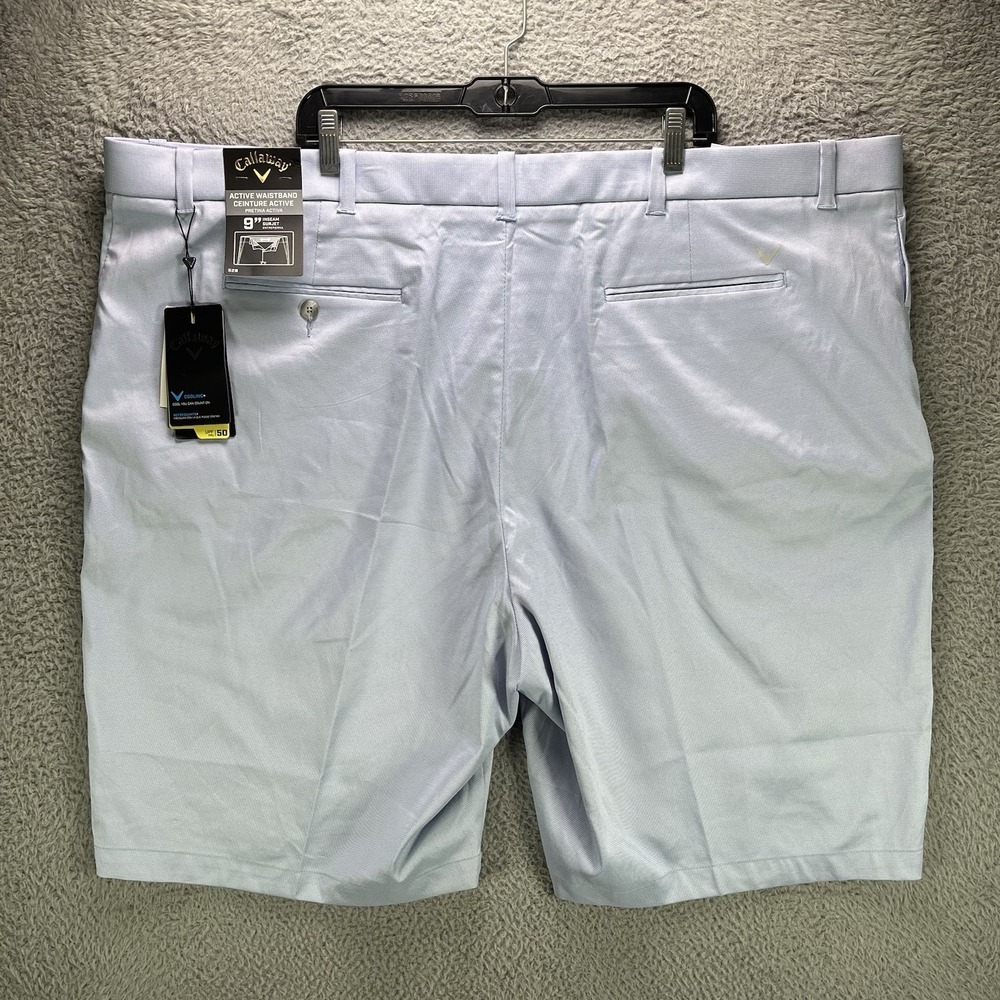 Callaway Golf Shorts Mens 52B Blue Chambray Stretch Waist Opti Dri 9" Inseam NWT